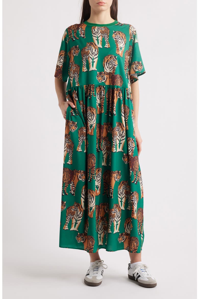 Never Too Much Oversize Short Sleeve Dress, Main, color, TIGER TALES