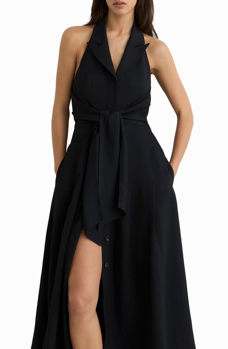 Reiss Tor Tie Waist Maxi Dress, Alternate, color, Navy