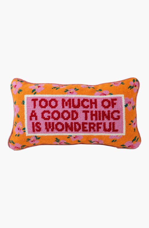 Furbish Too Much Needlepoint Pillow In Pink