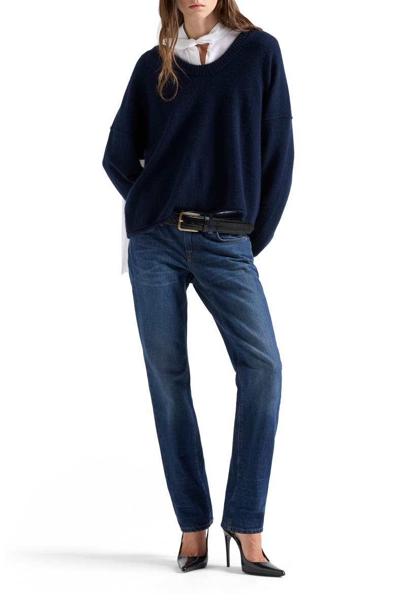 Cashmere U-Neck Sweater, Alternate, color, CASHMERE MIDNIG
