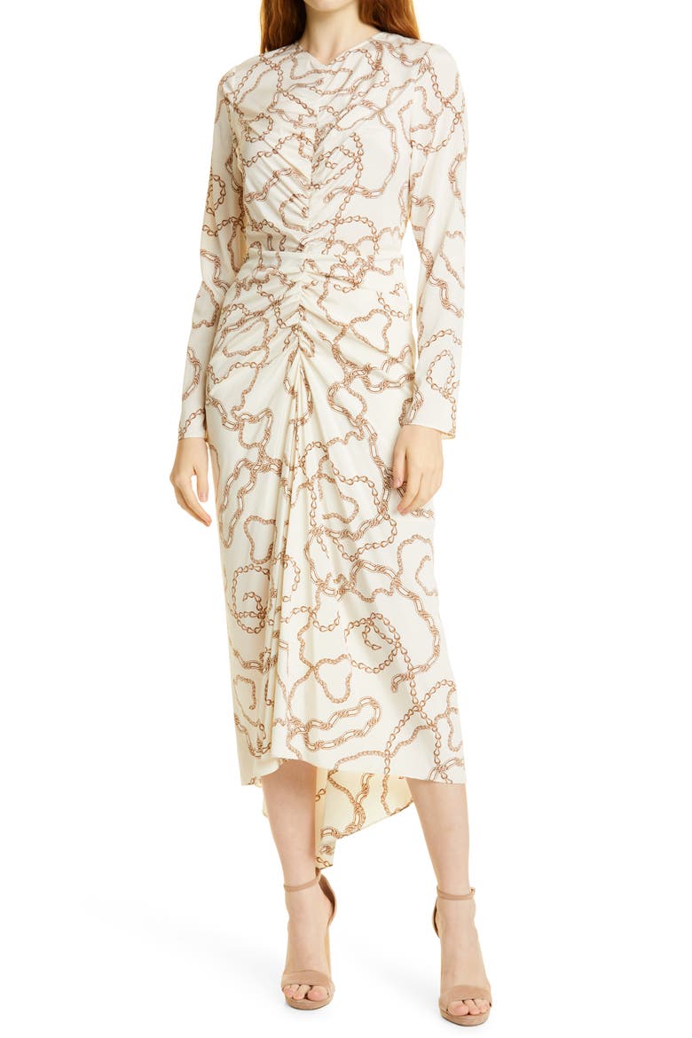 Kersey Silk Blend Dress, Main, color, ECRU MULTI
