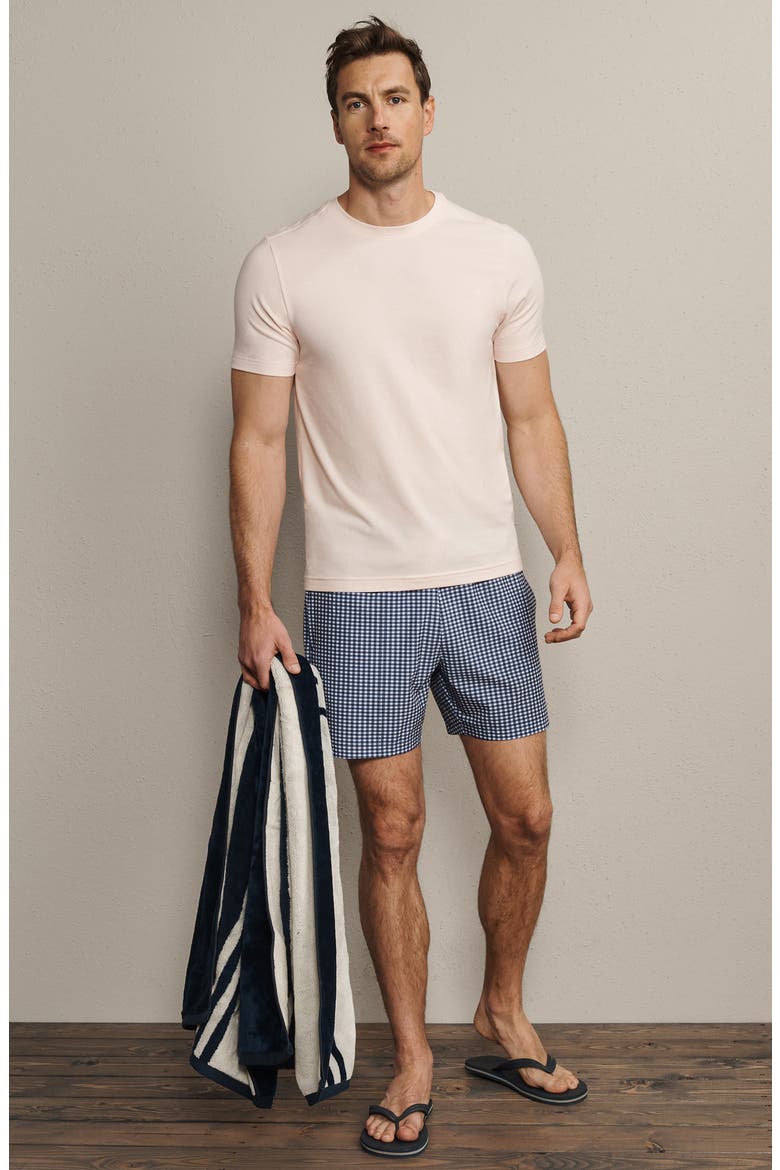 5.5-Inch Water Repellent Swim Trunks, Alternate, color, NAVY GINGHAM