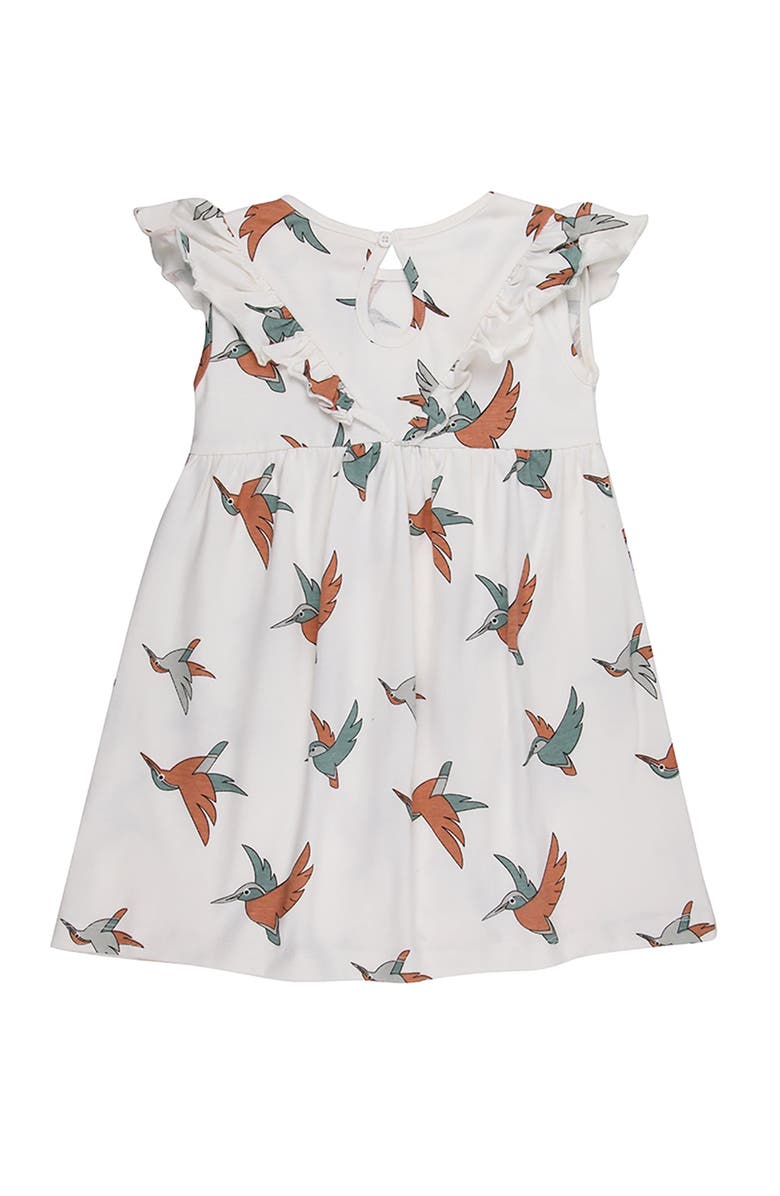 Turtledove London Kids Organic Cotton Birdsong Print Dress, Alternate, color, White