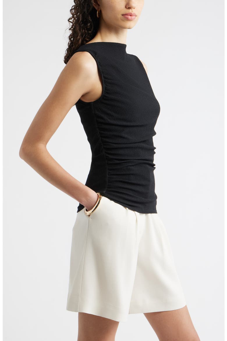 Ruched Sleeveless Top, Alternate, color, BLACK