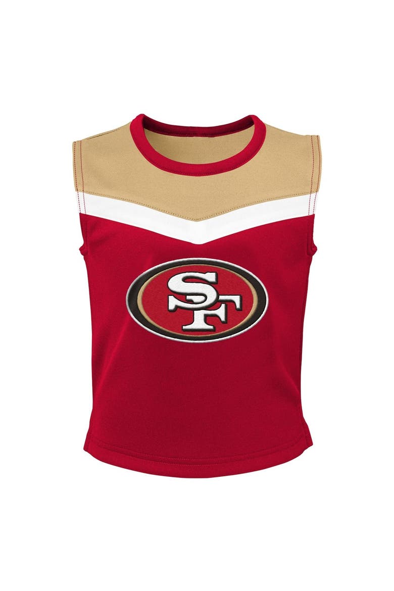 Girls Preschool Scarlet San Francisco 49ers Spirit Cheerleader Two-Piece Set with Bloomers, Alternate, color, Scarlet