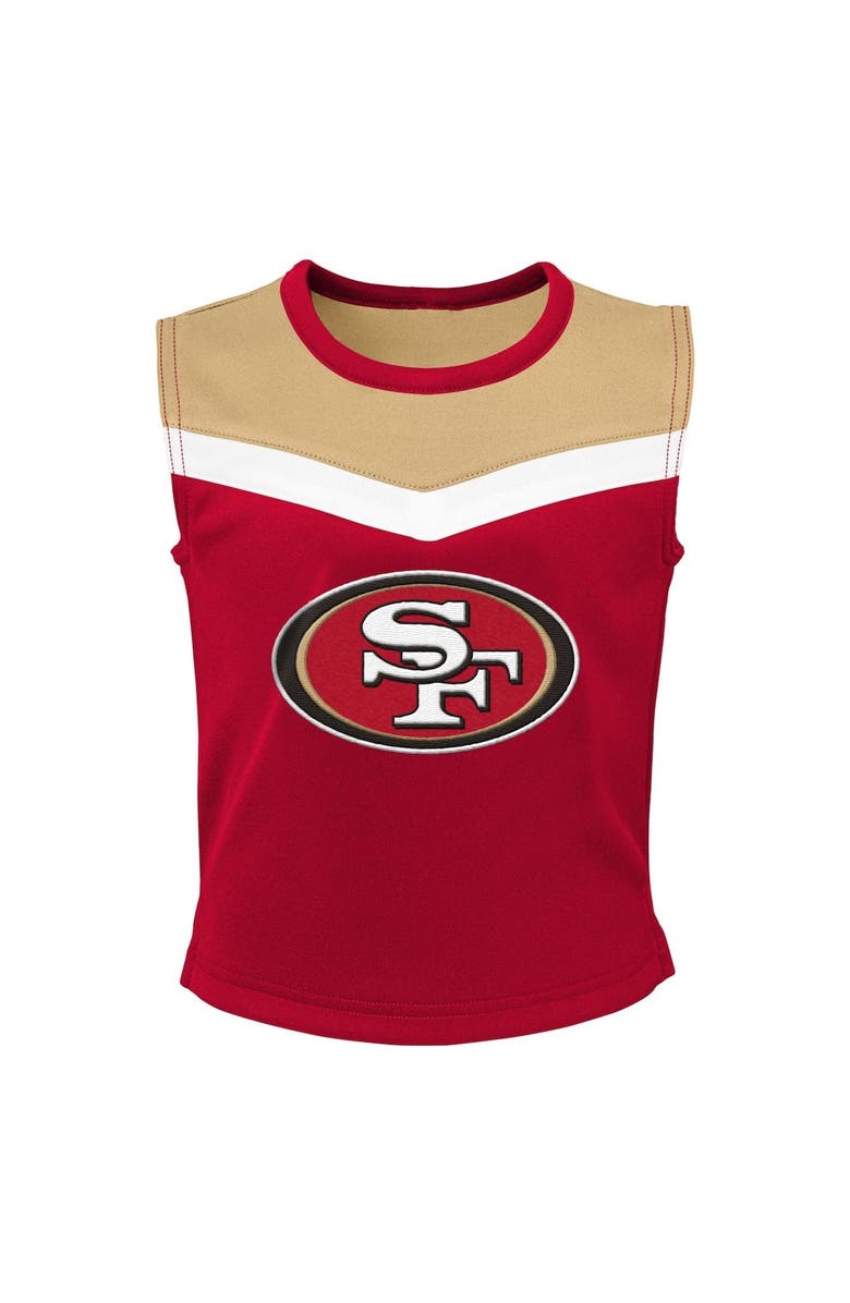 Outerstuff Girls Preschool Scarlet San Francisco 49ers Spirit Cheerleader Two-Piece Set with Bloomers, Alternate, color, Scarlet