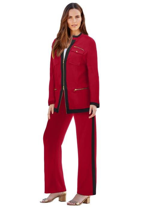 Side Stripe French Terry Pull On Pant Set (Plus)