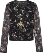 AllSaints Ellie Floral Long Sleeve Mesh T-Shirt