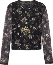 AllSaints Ellie Floral Long Sleeve Mesh T-Shirt