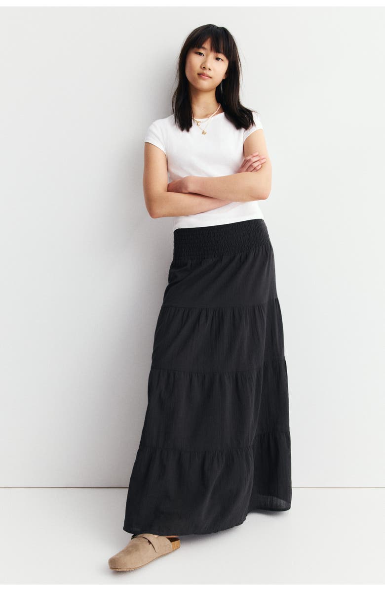 H&M Tiered skirt, Main, color, Black