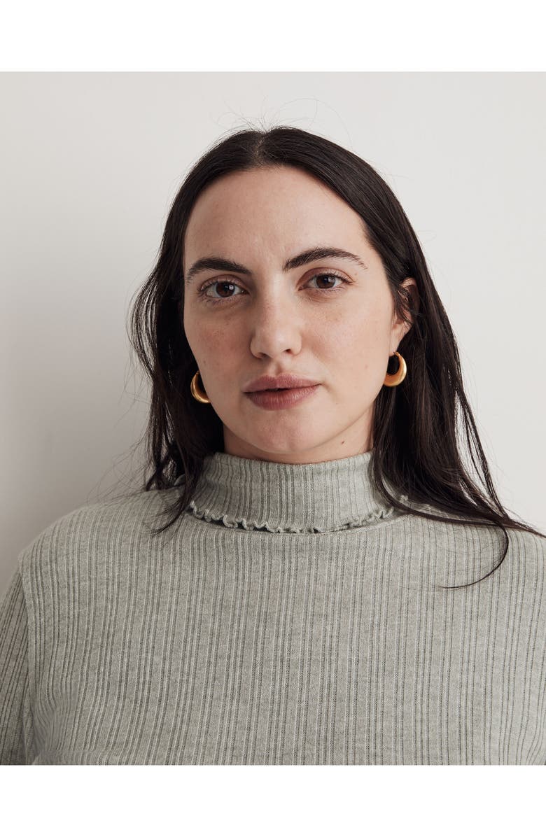 Madewell Ribbed Long Sleeve Turtleneck Crop Top, Alternate, color, Frosted Sage