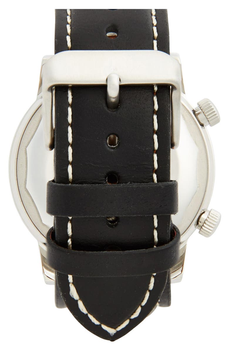 Jack Spade 'Stanton' Dual Time Leather Strap Watch, 43mm, Alternate, color, 