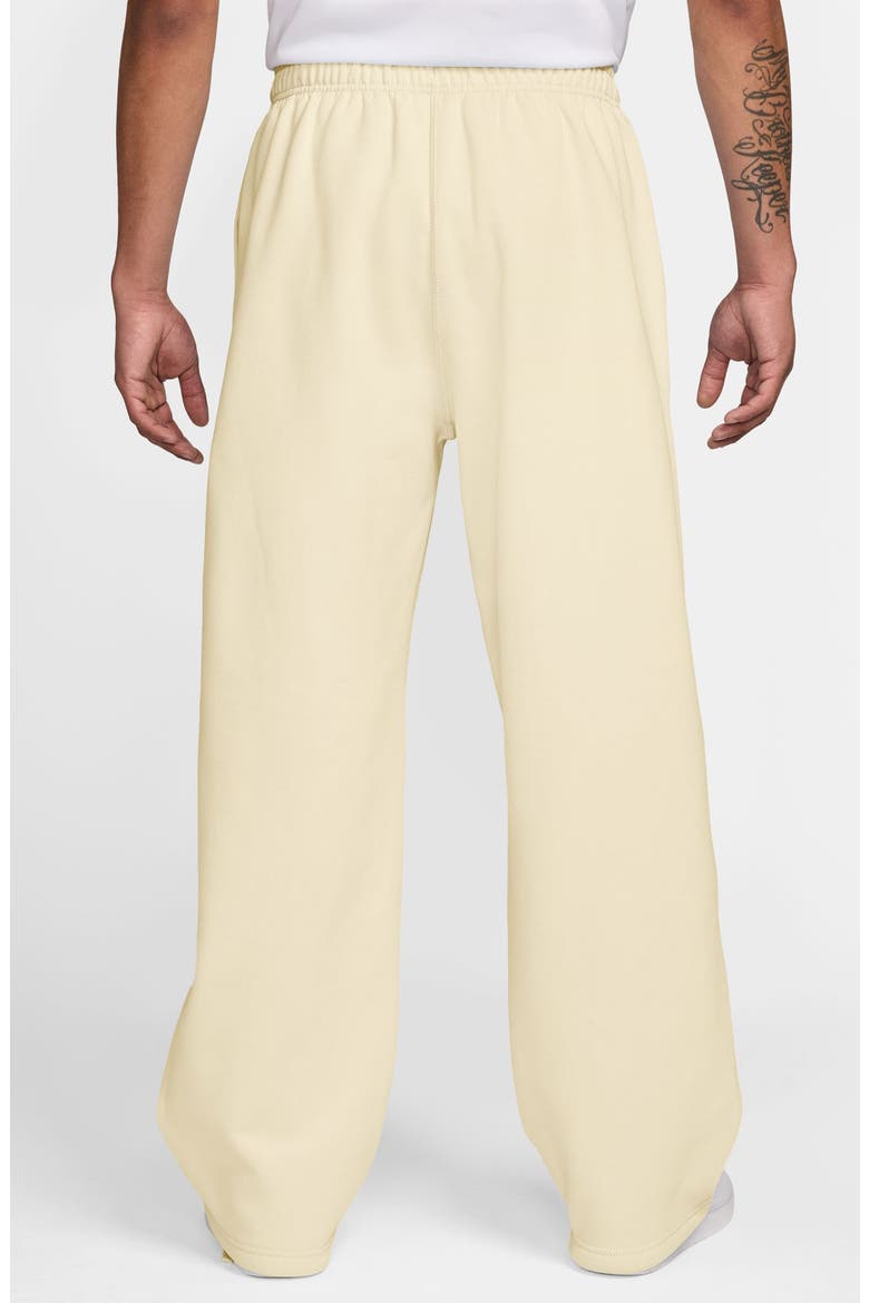 Solo Swoosh Open Hem Fleece Sweatpants, Alternate, color, COCONUT MILK/ WHITE