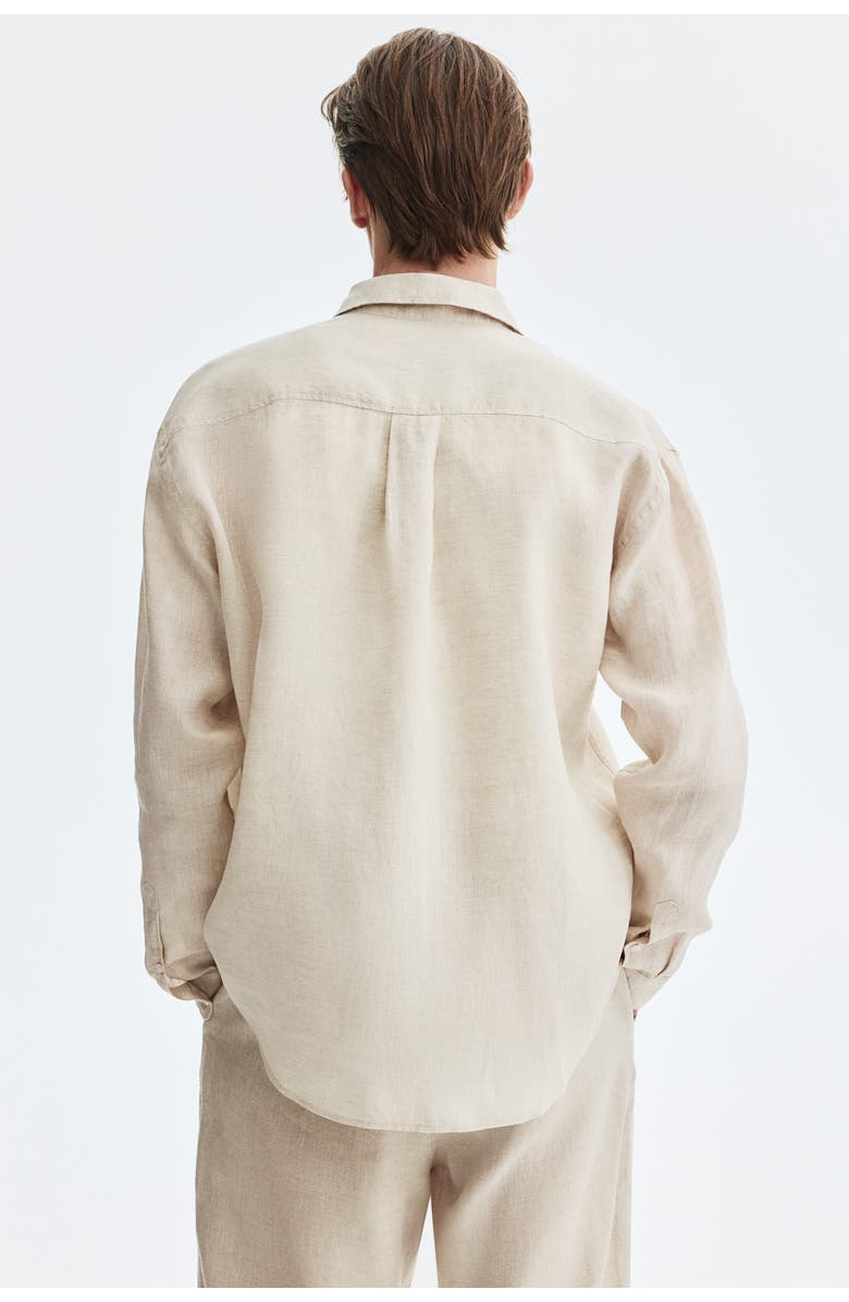 H&M Relaxed-fit linen shirt, Alternate, color, Cream