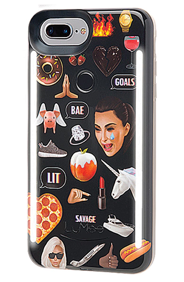 LuMee Kimoji Collage Lighted iPhone Case, Alternate, color, 
