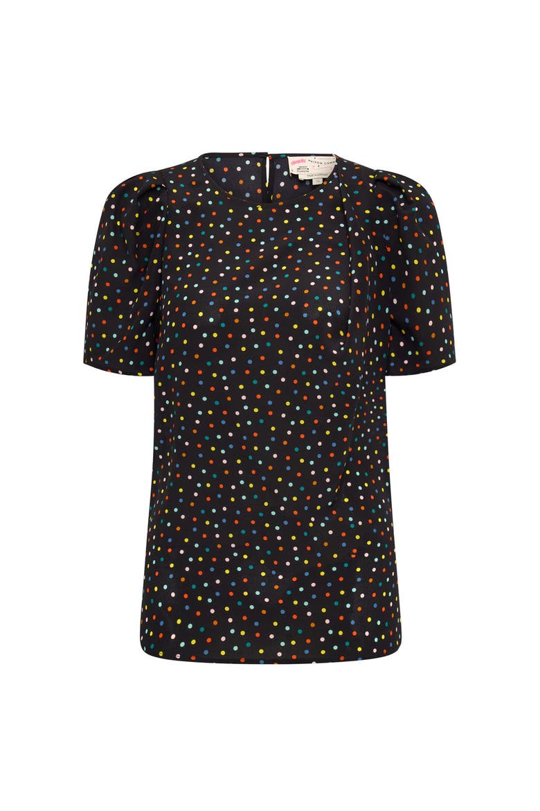 Printed Silk Blouse, Main, color, Black Multicolour