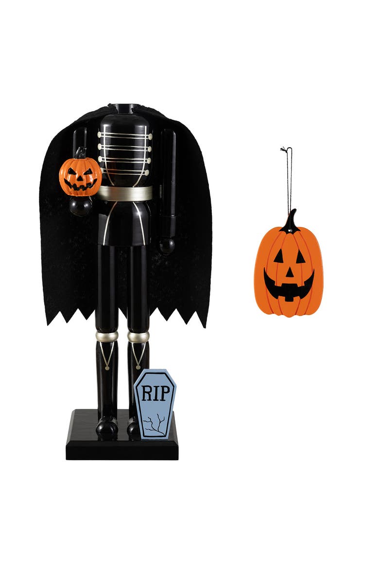 Halloween Wood Skeleton with Ornament Nutcrackers, Main, color, Black