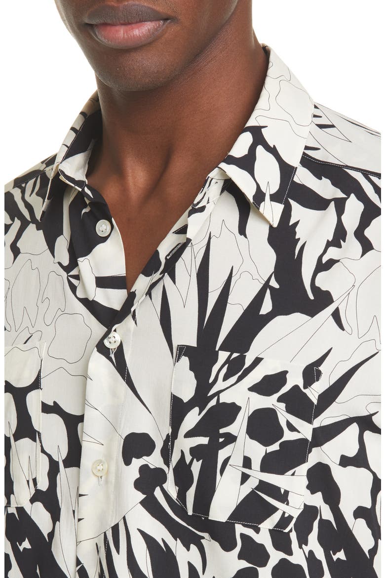 Jungle Print Button-Up Shirt, Alternate, color, BLACK