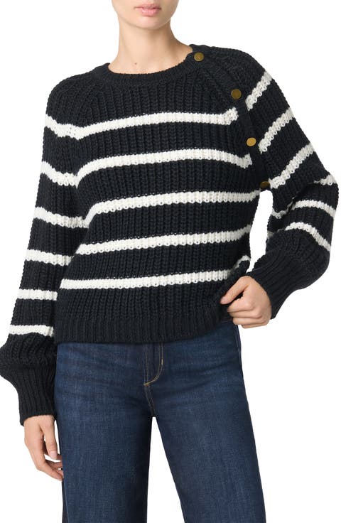 Striped Shoulder Button Sweater