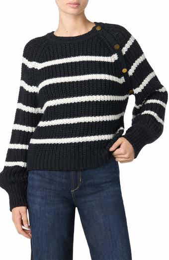 Striped Shoulder Button Sweater