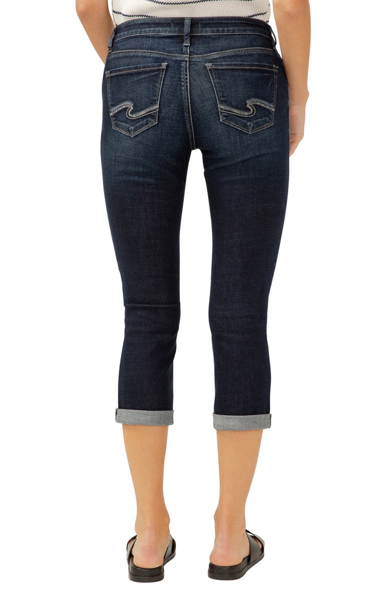 Silver Jeans Co. Elyse Curvy Mid Rise Capri Jeans, Alternate, color, Indigo
