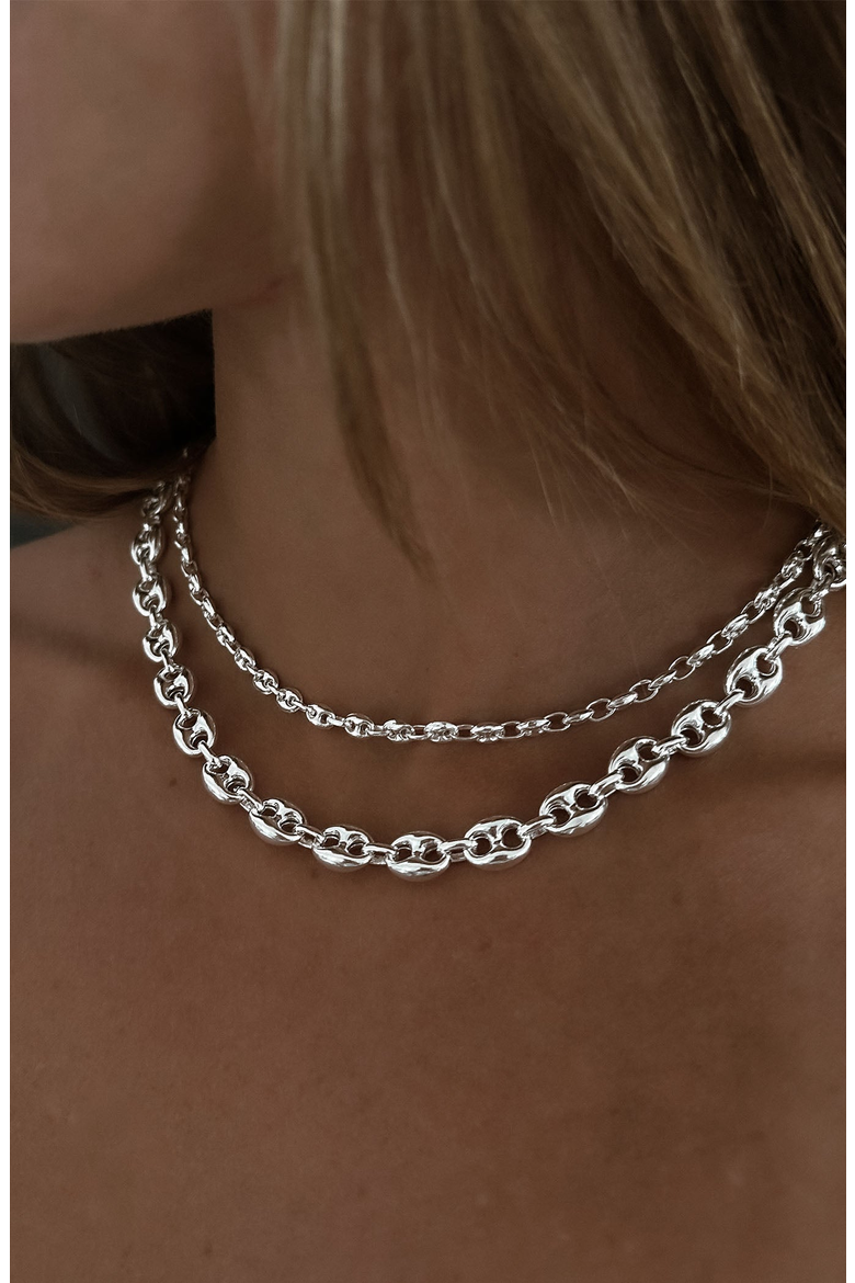 Puffed Mariner Chain Necklace, Alternate, color, Silver