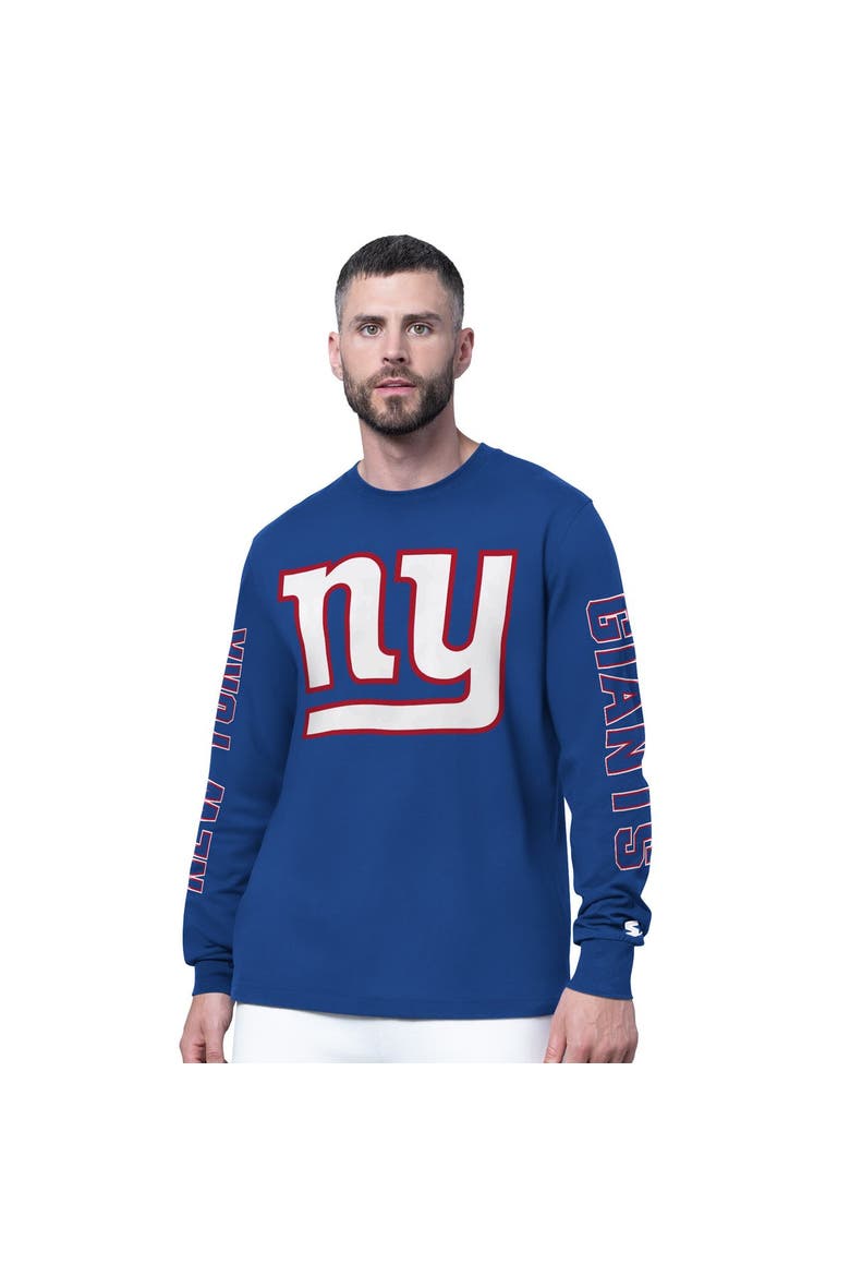Men's Starter Royal New York Giants Clutch Hit II Long-Sleeve T-Shirt, Main, color, Royal