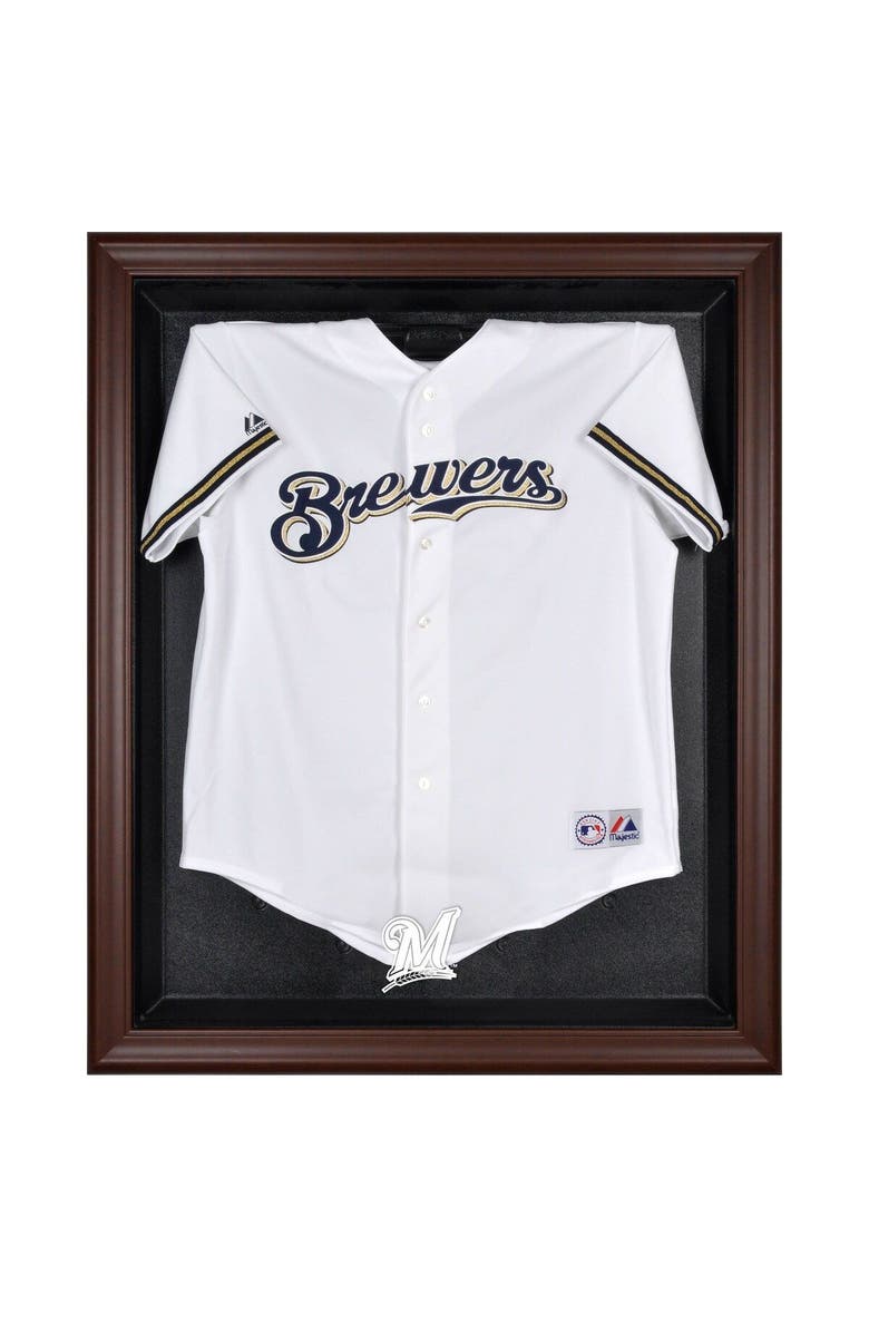 FANATICS AUTHENTIC Milwaukee Brewers Brown Framed Logo Jersey Display Case, Main, color, 