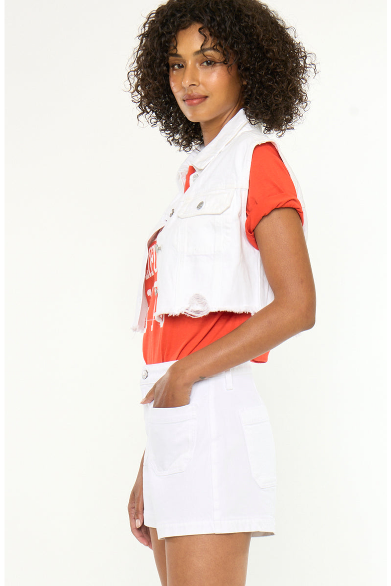 Shay Cropped 90s Denim Vest, Alternate, color, White