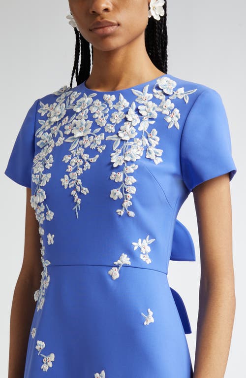 Carolina Herrera Floral Embroidered Stretch Crepe Gown With Bows