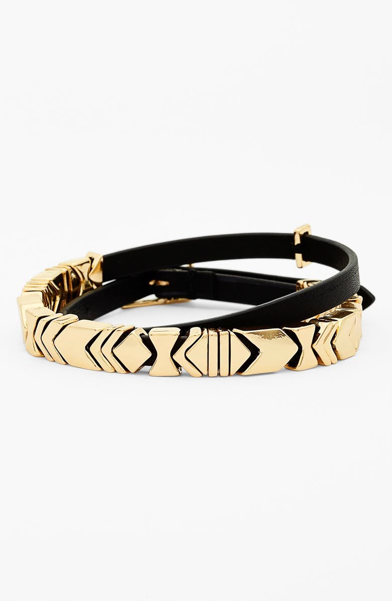 House of Harlow 1960 Leather Wrap Bracelet, Main, color, 