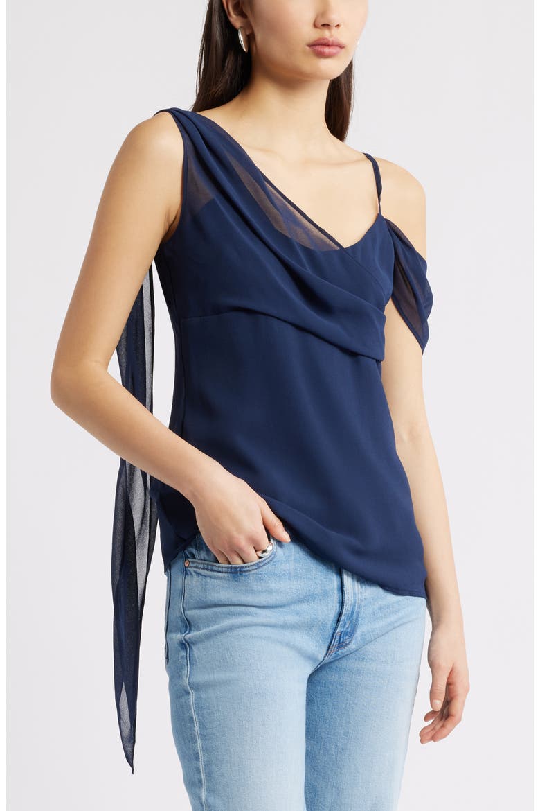 Drape Scarf Top, Main, color, NAVY IRIS