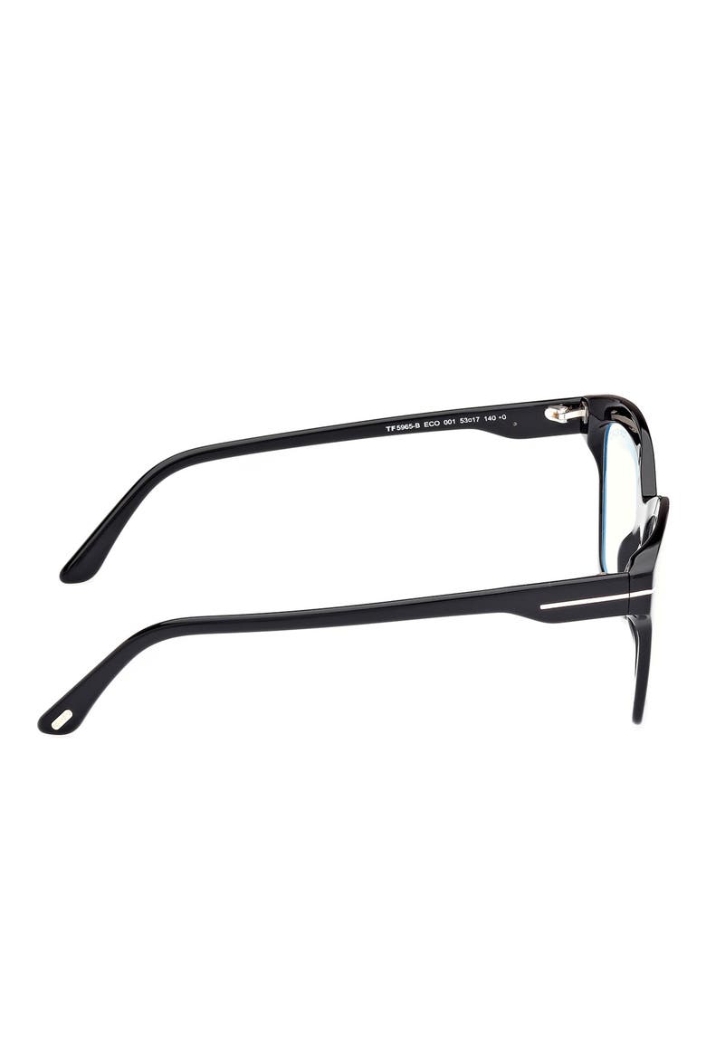53mm Square Blue Light Blocking Optical Glasses, Alternate, color, BLACK ECO / T LOGO