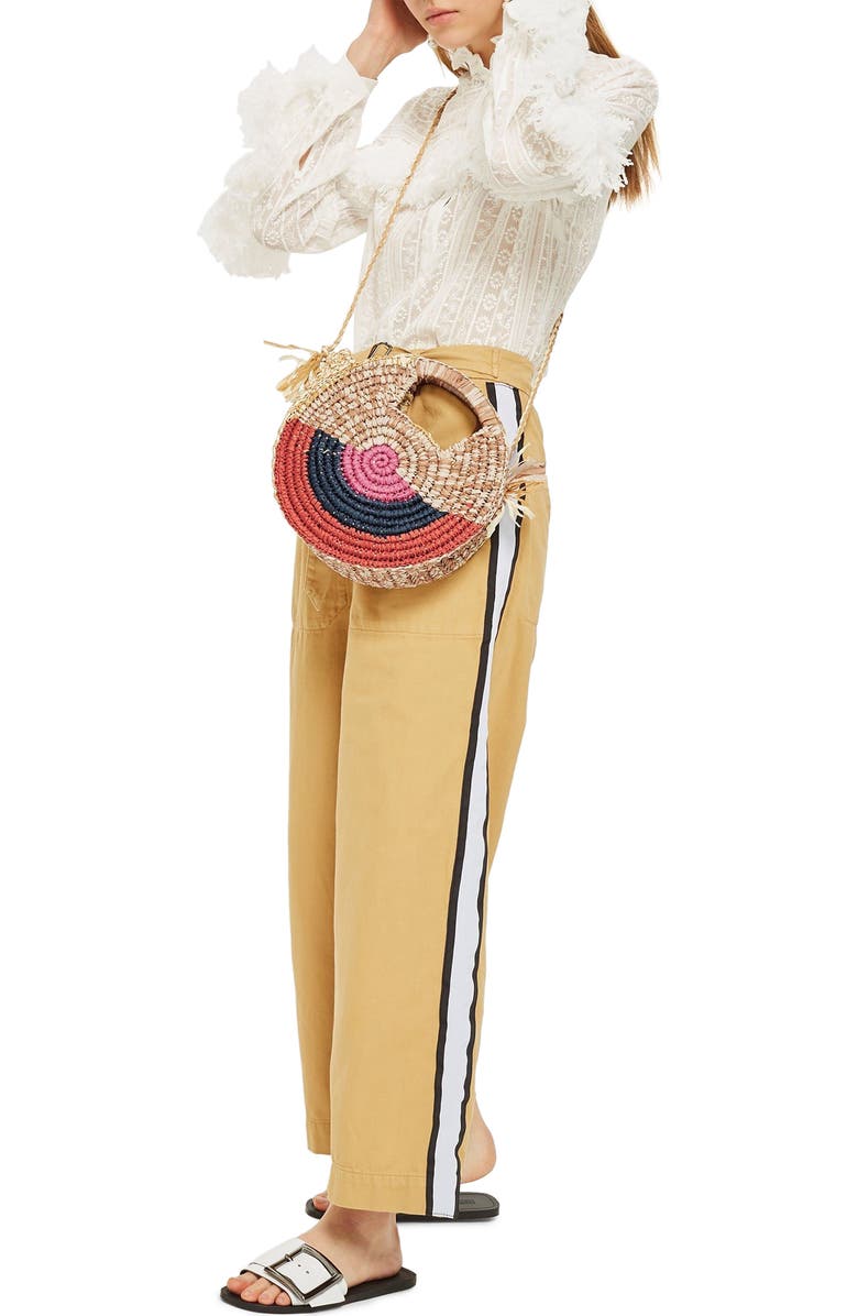 Topshop Bright Snail Straw Tote Bag, Alternate, color,