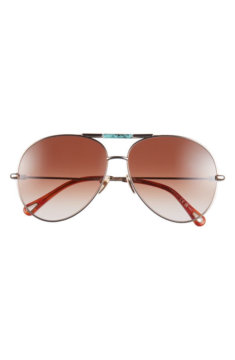 Chloé 62mm Aviator Sunglasses, Main, color, Gold Gold Multicolor