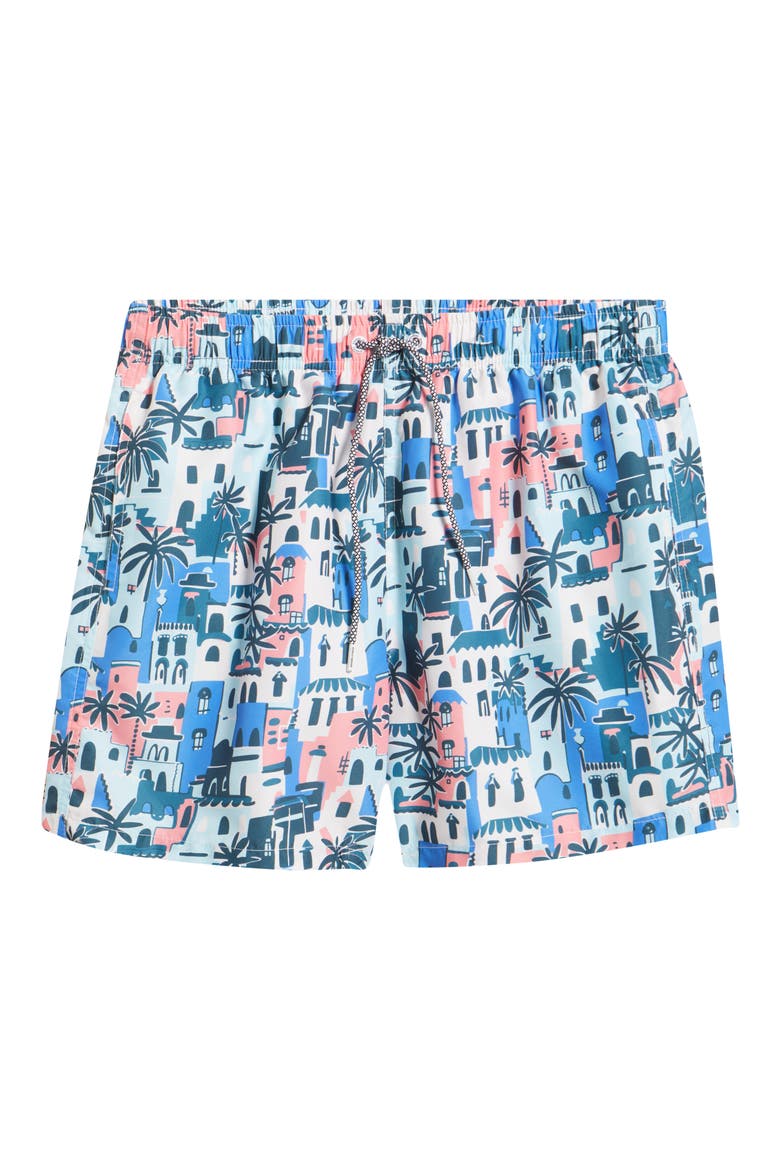 City Print Mid Length Swim Trunks, Alternate, color, MULTI