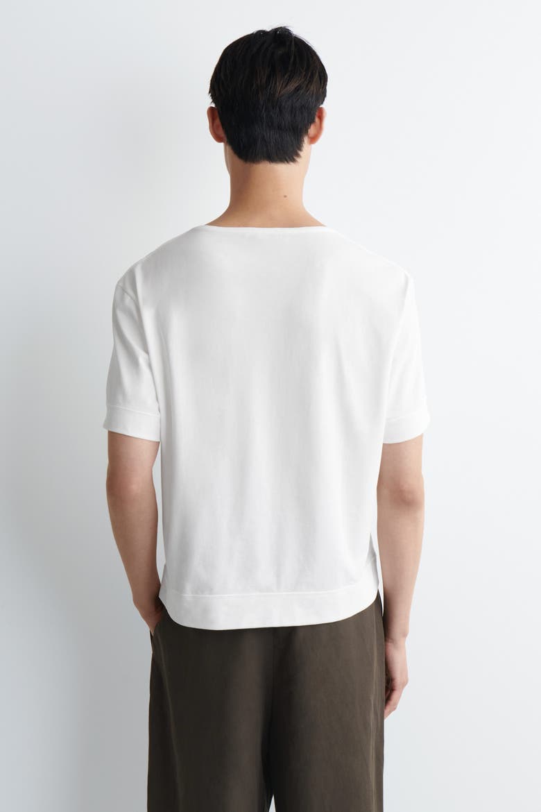Boat-neck Cotton T-shirt, Alternate, color, WHITE
