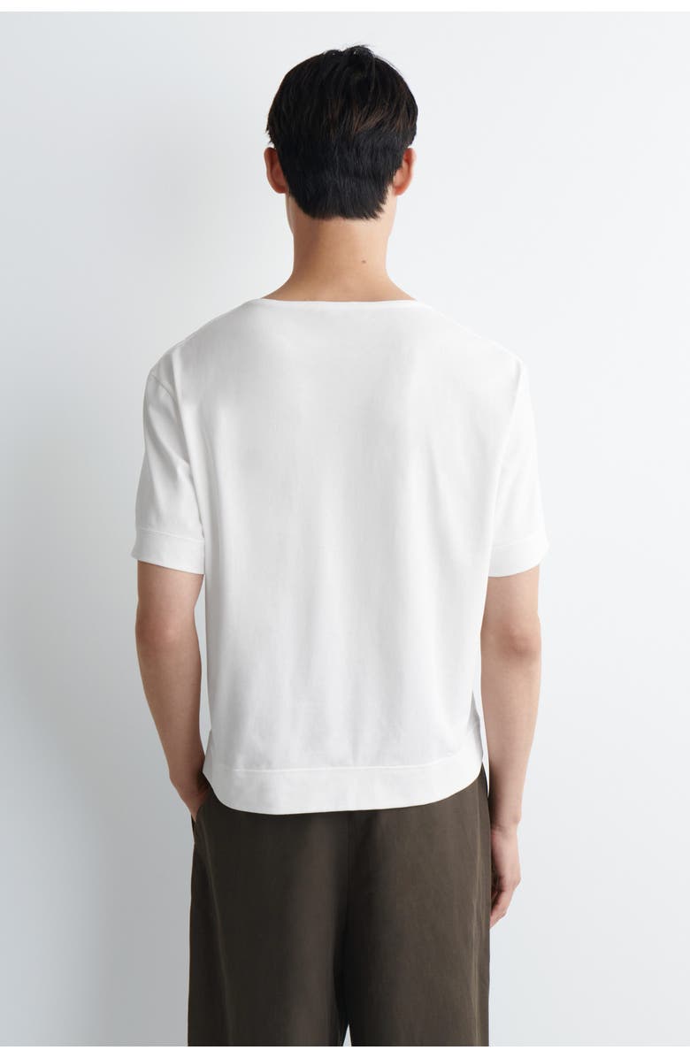 COS Boat-neck Cotton T-shirt, Alternate, color, White