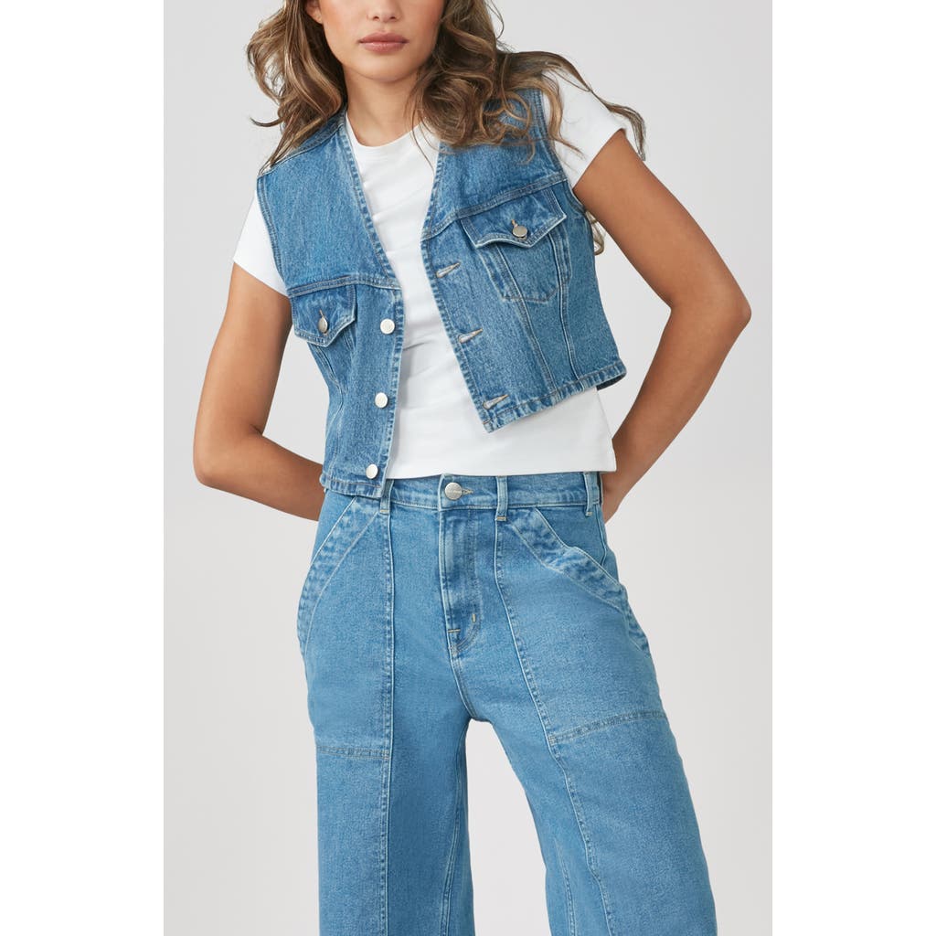 Shop Lola Jeans Carter Cropped Vest In Vintage Nostalgia