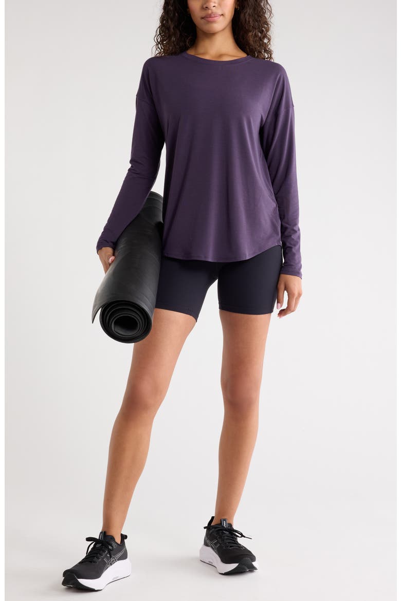Breathe Long Sleeve Performance T-Shirt, Alternate, color, PURPLE NIGHT