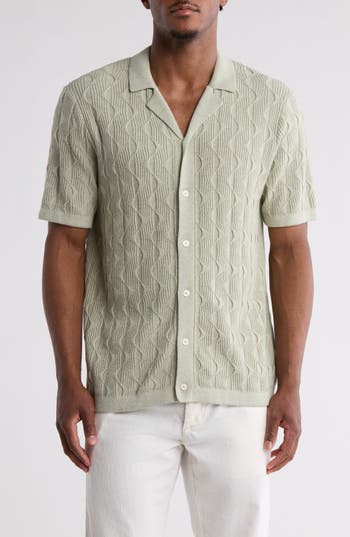 TRUTH TRUTH TEXTURED SHORT SLEEVE BUTTON-UP POLO