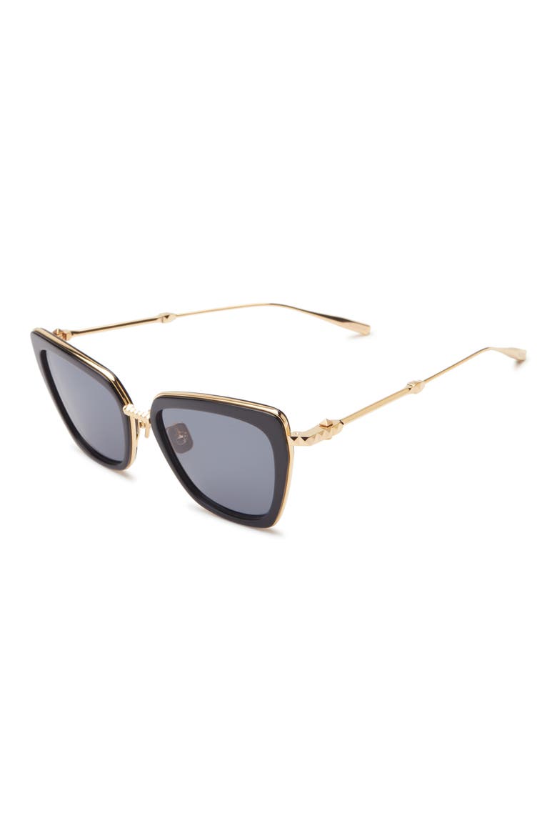 52mm Cat Eye Sunglasses, Alternate, color, BLACK GOLD GREY