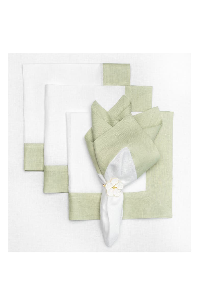 Solino Home Linen Dinner Napkins - Contempo, 20" x 20", Main, color, Sage Green And White