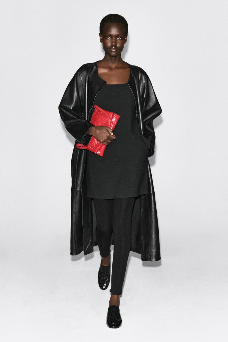 Square-Neck Crepe-Jersey Dress, Alternate, color, BLACK