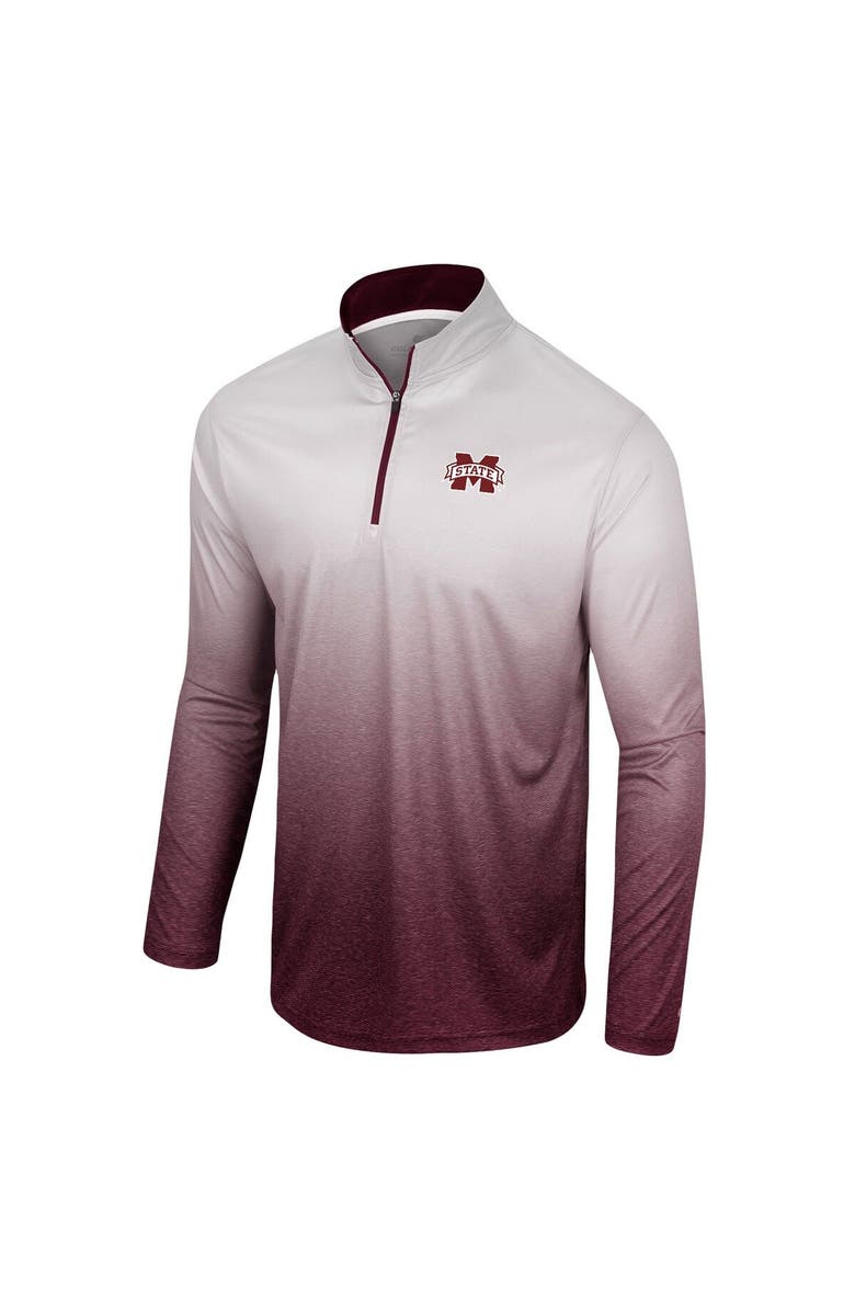 COLOSSEUM Men's Colosseum White/Maroon Mississippi State Bulldogs Laws of Physics Quarter-Zip Windshirt, Alternate, color, 