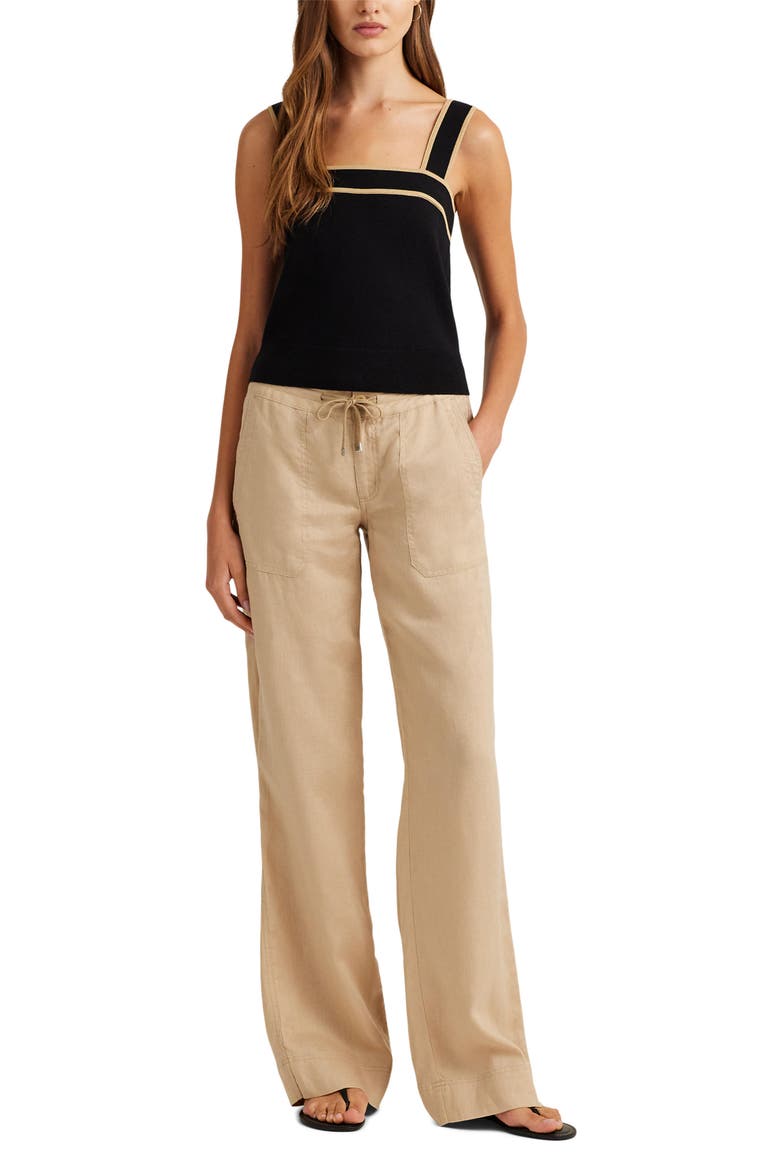 Wide Leg Linen Pants, Alternate, color, BIRCH BEIGE