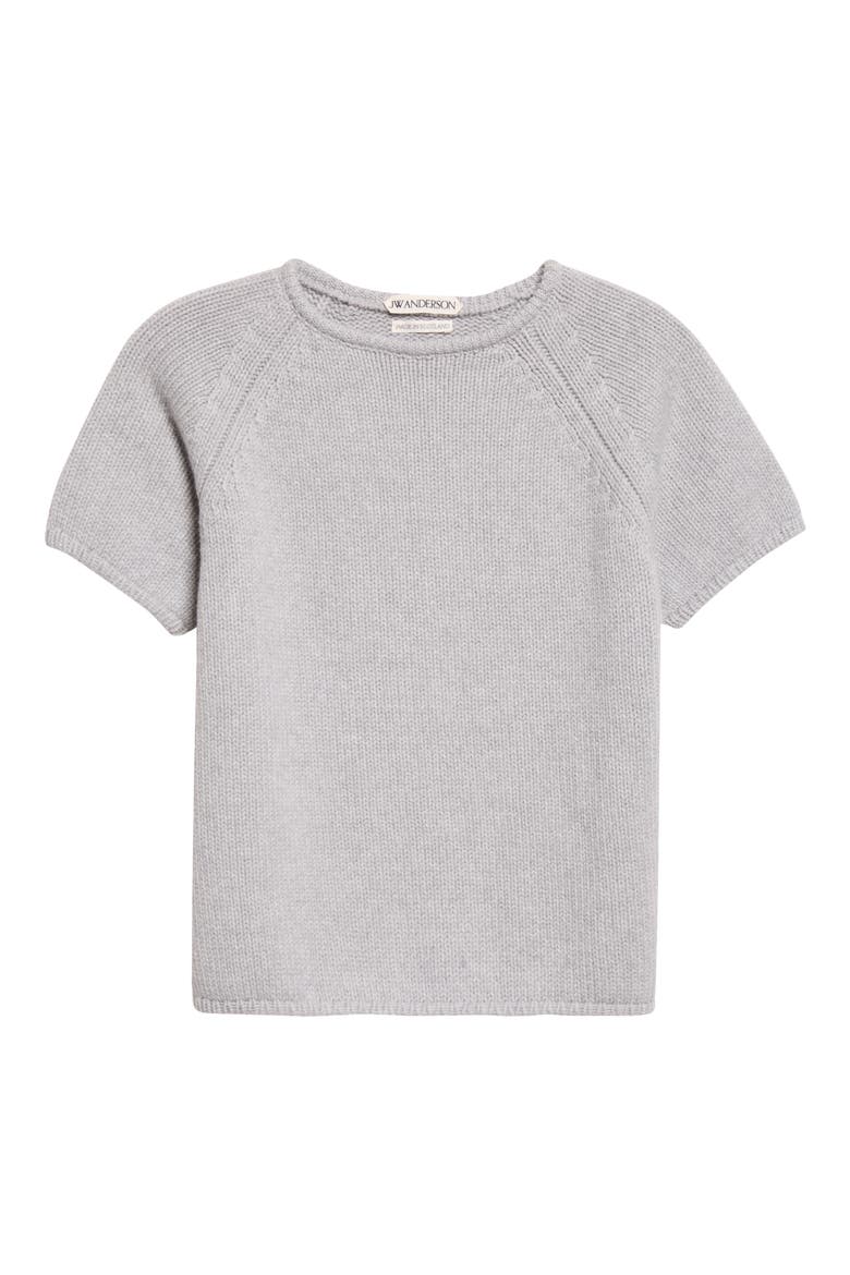 Wool, Cotton & Cashmere Short Sleeve Sweater, Main, color, GREY MELANGE
