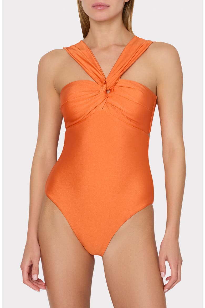 Betsy Gloss Bandeau One-Piece Swimsuit, Main, color, ORANGE