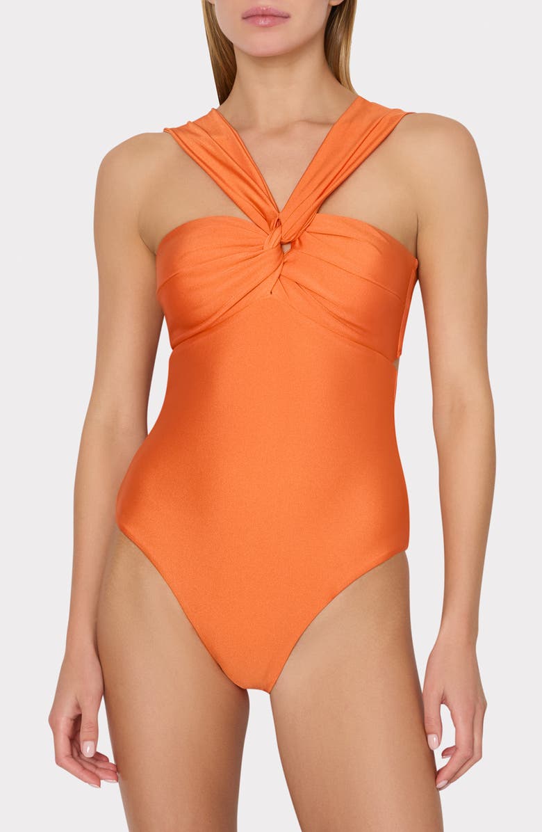 Milly Betsy Gloss Bandeau One-Piece Swimsuit, Main, color,