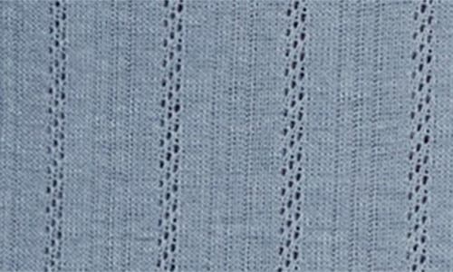 Eberjey Pointelle Rib Henley Pajama Top In Faded Denim